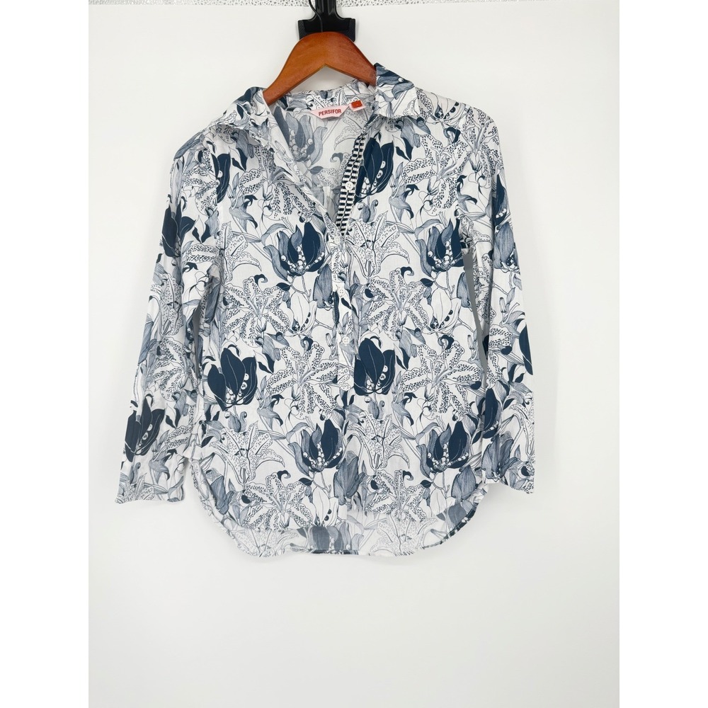 Persifor Womens Button Down Small Coastal‎ Chic Preppy Cottagecore Resort Floral